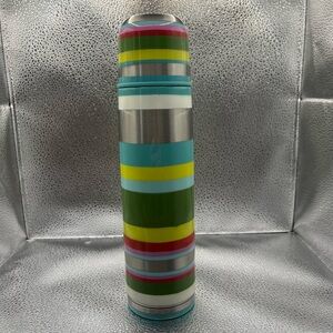 Starbucks 2005 Pylones Striped Thermos Collectible Stainless Steel Bottle 17 oz